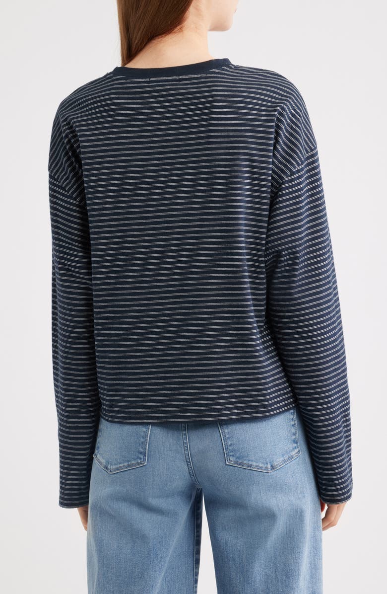 rag & bone Kelly Stripe Boxy T-Shirt, Alternate, color, Navy
