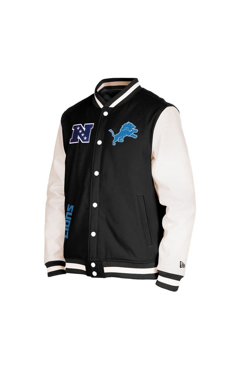 New Era Men's New Era  Black Detroit Lions Third Down Varsity Full-Snap Jacket, Alternate, color, 