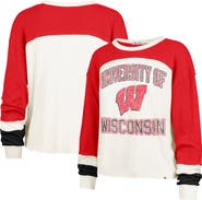 '47 Women's '47  Cream Wisconsin Badgers Double Header Curve Raglan Long Sleeve T-Shirt