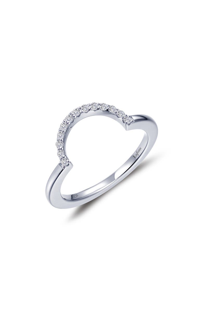Lafonn Simulated Diamond Half Moon Ring, Main, color, White
