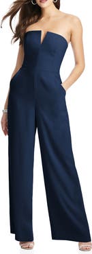 Dessy Collection Strapless Crepe Jumpsuit
