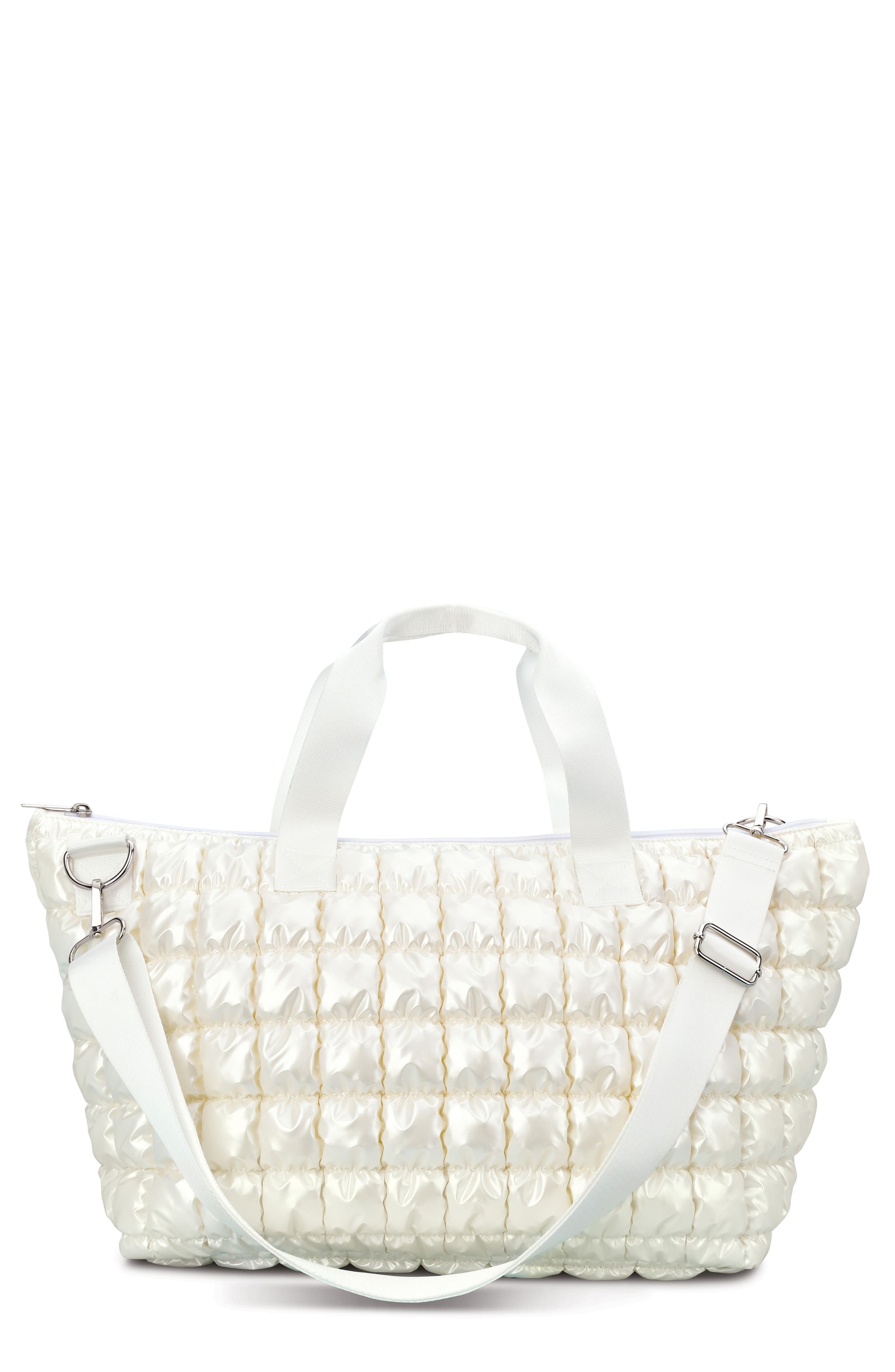 Iscream Kids' Shiny Puffer Overnight Bag, Main, color, Ivory