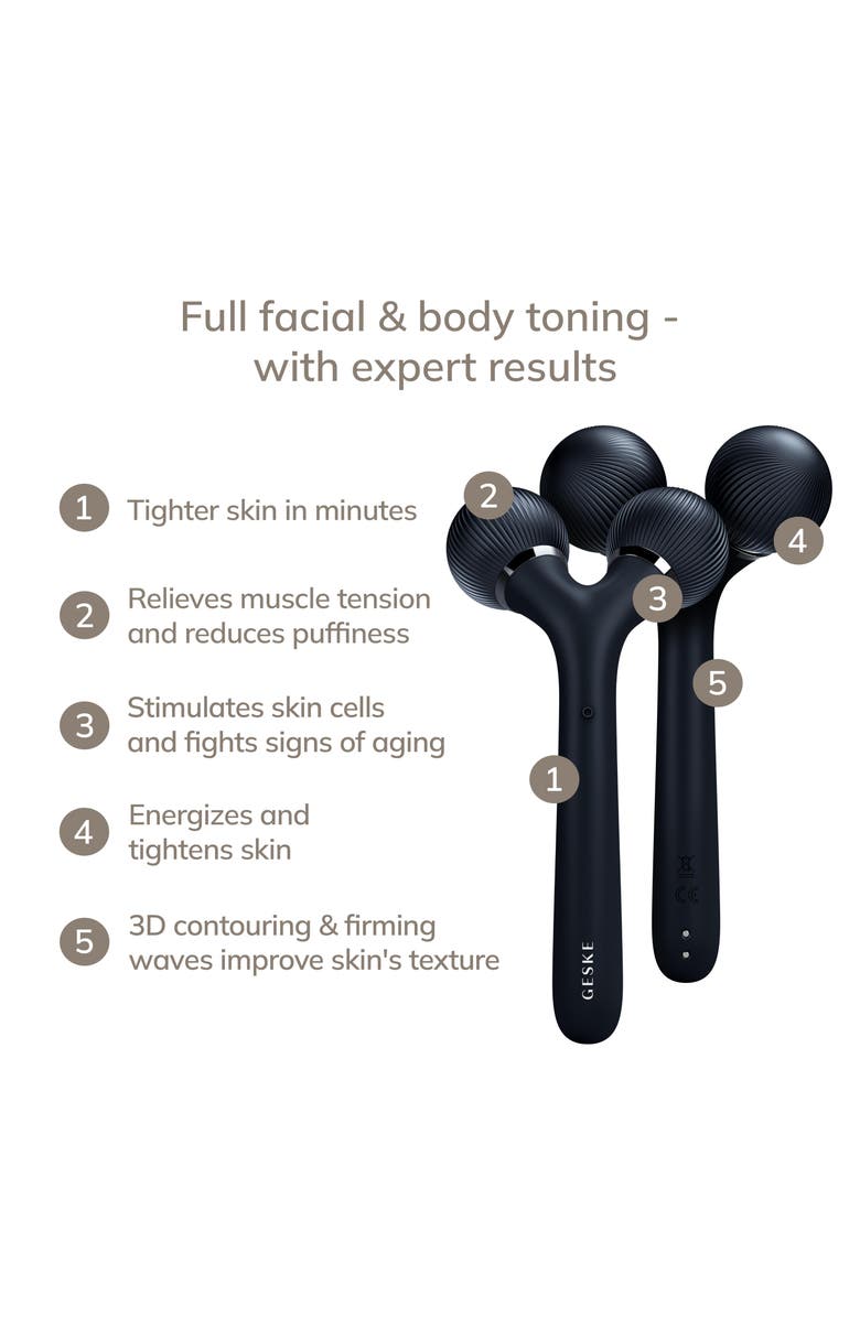 GESKE SmartAppGuided Sonic Facial & Body Roller | 4 in 1, Alternate, color, Black