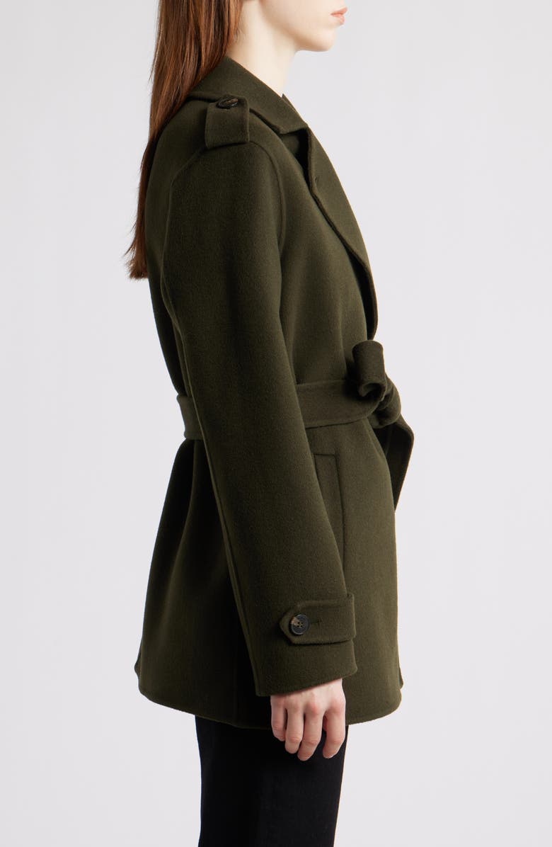 Michael Kors Double Face Wool Blend Crop Trench Coat, Alternate, color, Ivy