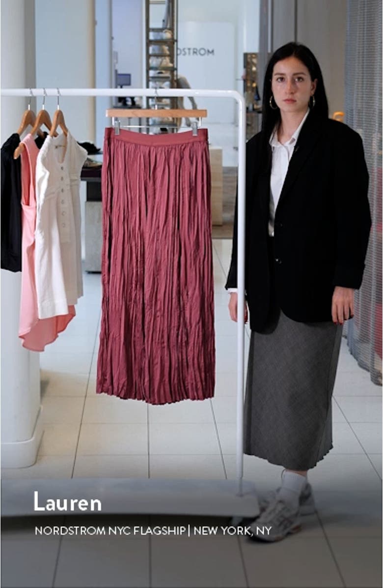 Crinkle Crush Plissé Midi Skirt, sales video thumbnail