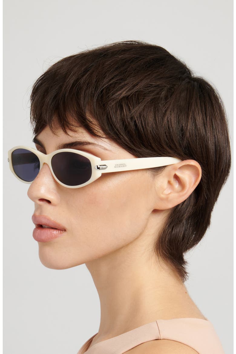 58mm Oval Sunglasses, Alternate, color, IVORY/ BLUE