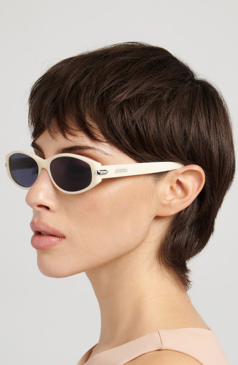 Isabel Marant 58mm Oval Sunglasses, Alternate, color, Ivory/ Blue