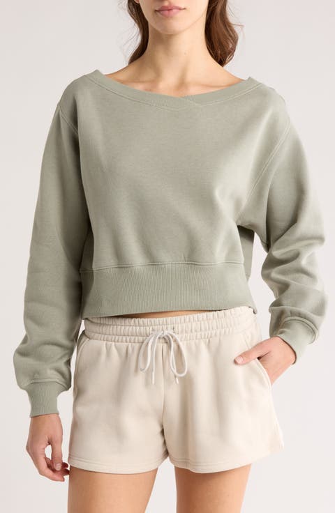 V-Neck Crop Sweatshirt