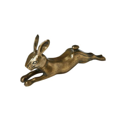 Decorative Embossed Aluminum Rabbit, Antique Brass