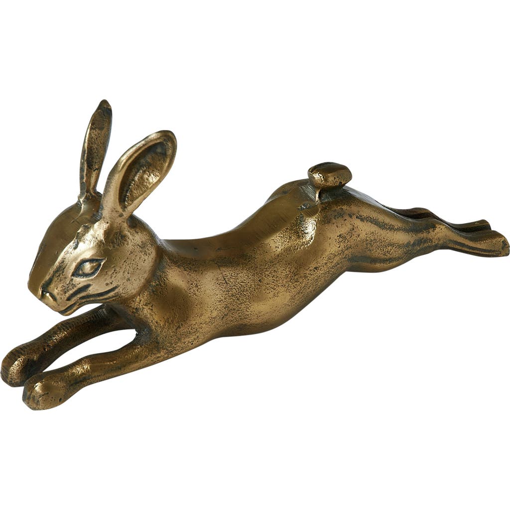 Storied Home Decorative Embossed Aluminum Rabbit, Antique Brass In Gold