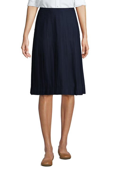 School Uniform  Solid Pleated Skirt Below the Knee