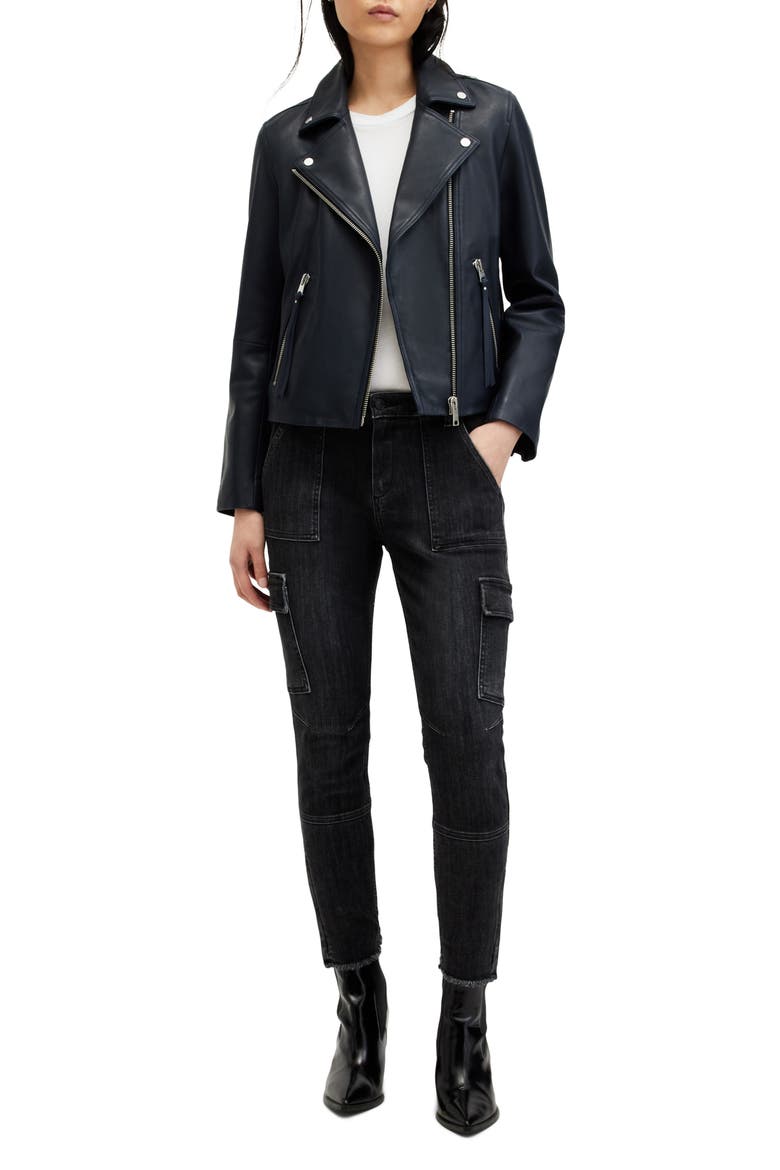 Dalby Leather Biker Jacket, Alternate, color, MIDNIGHT BLUE
