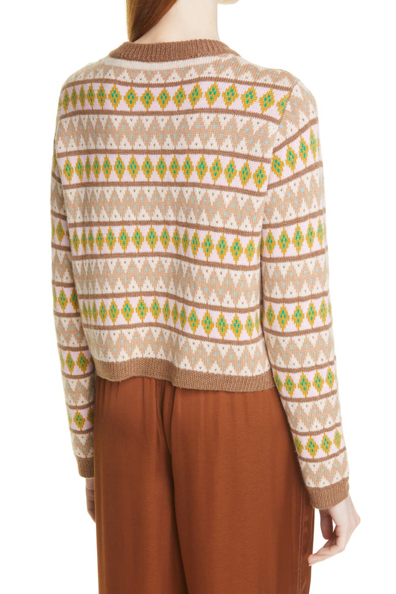 Fair Isle Merino Wool Henley Sweater, Alternate, color, TAN MULTI