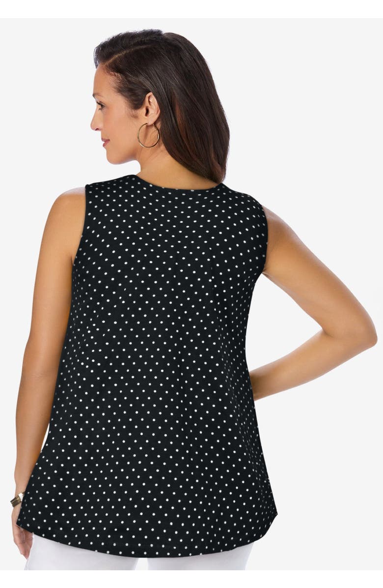 Jessica London Stretch Cotton V-Neck Trapeze Tank, Alternate, color, White