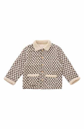 Kids' Quilted Faux Shearling Trim Coat