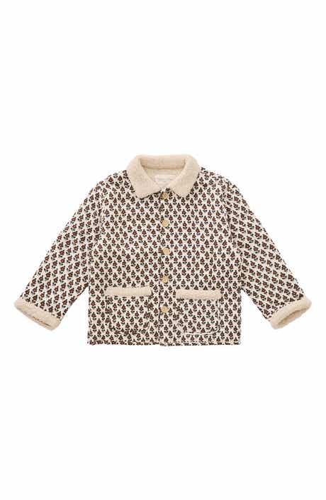 Kids' Quilted Faux Shearling Trim Coat