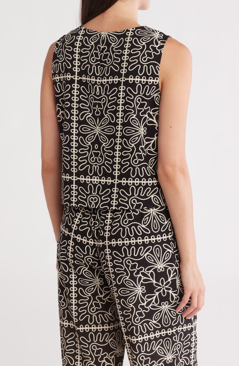 Gemma + Jane Jewel Neck Sleeveless Top, Alternate, color, Black/ Ivory