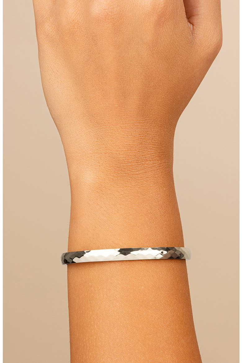 Verlyn Hammered Bangle Bracelet, Alternate, color, SILVER
