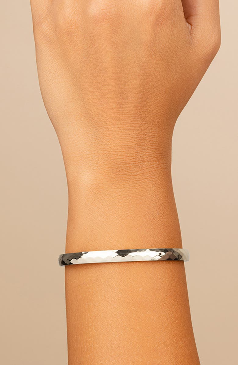 Sterling Forever Verlyn Hammered Bangle Bracelet, Alternate, color, Silver