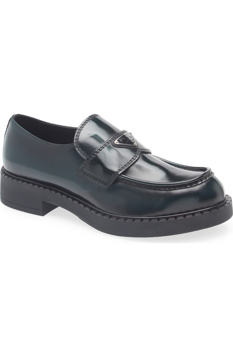 Prada Chocolate Loafer, Main, color, Bosco