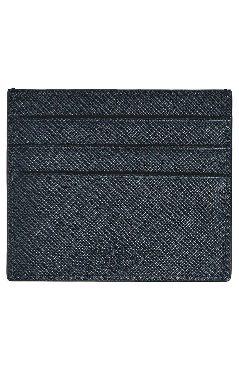 Montblanc Sartorial Leather Card Holder, Alternate, color, Tweed Blue