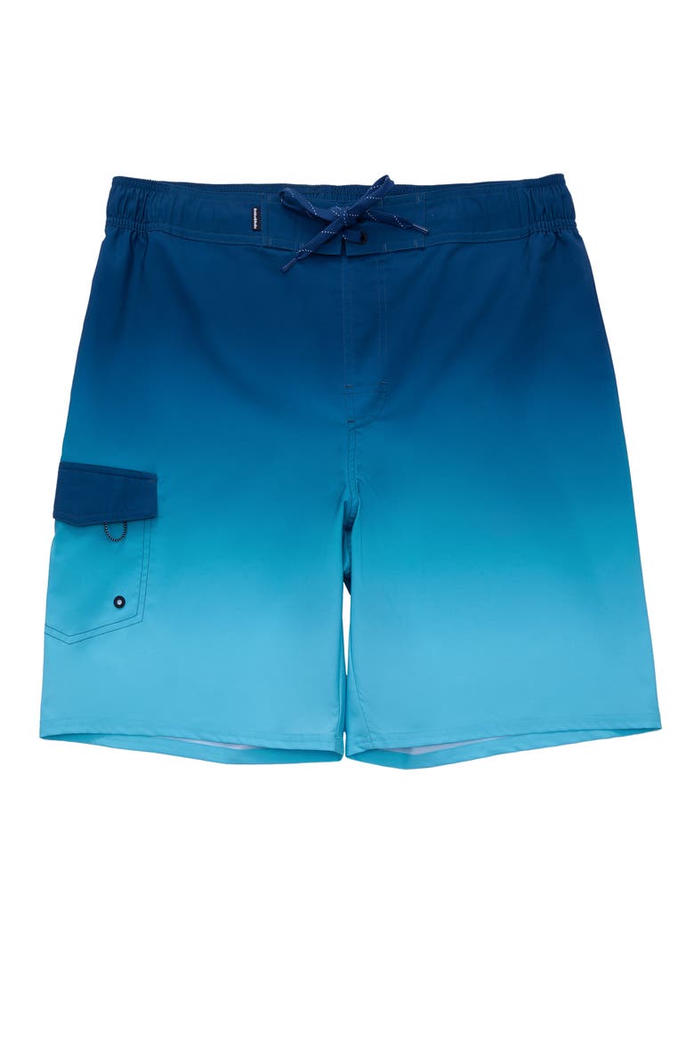 4-Way Stretch Performance Board Shorts, Alternate, color, Blue Wave Gradient