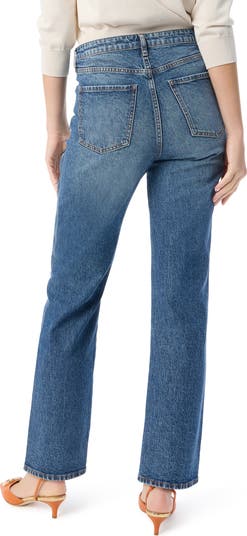 Athena Slouchy Pieced Two-Tone Straight Leg Jeans