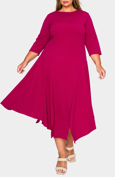 Vida Asymmetric Split Hem Crepe Maxi Dress (Plus)