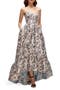 Floral Brocade High-Low Gown