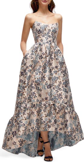 Floral Brocade High-Low Gown