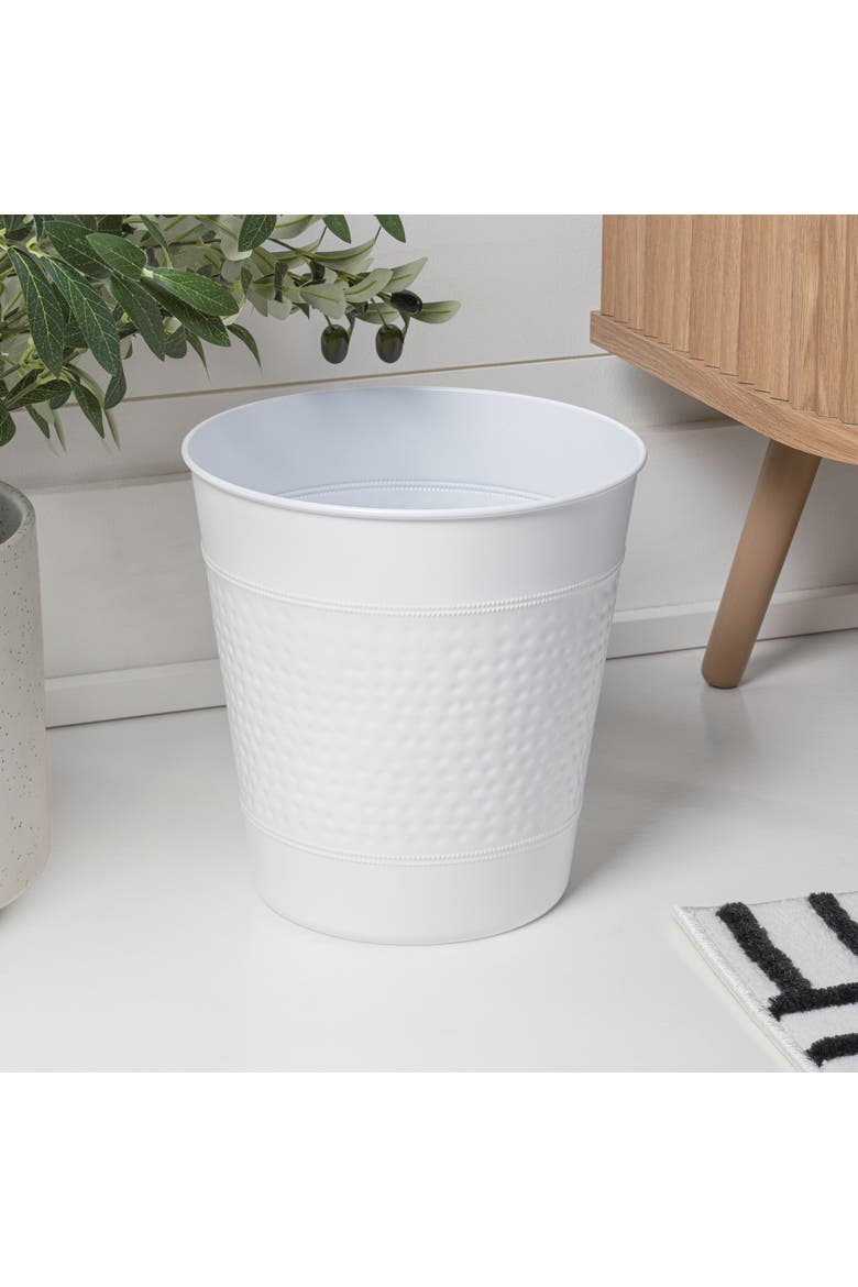 Riley Modern Classic Hammered Steel Accent 2 Gal Waste Bin, Alternate, color, Matte White
