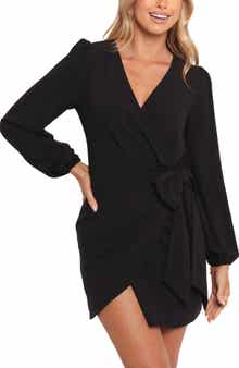 Petal & Pup Lilian Long Sleeve Wrap Minidress