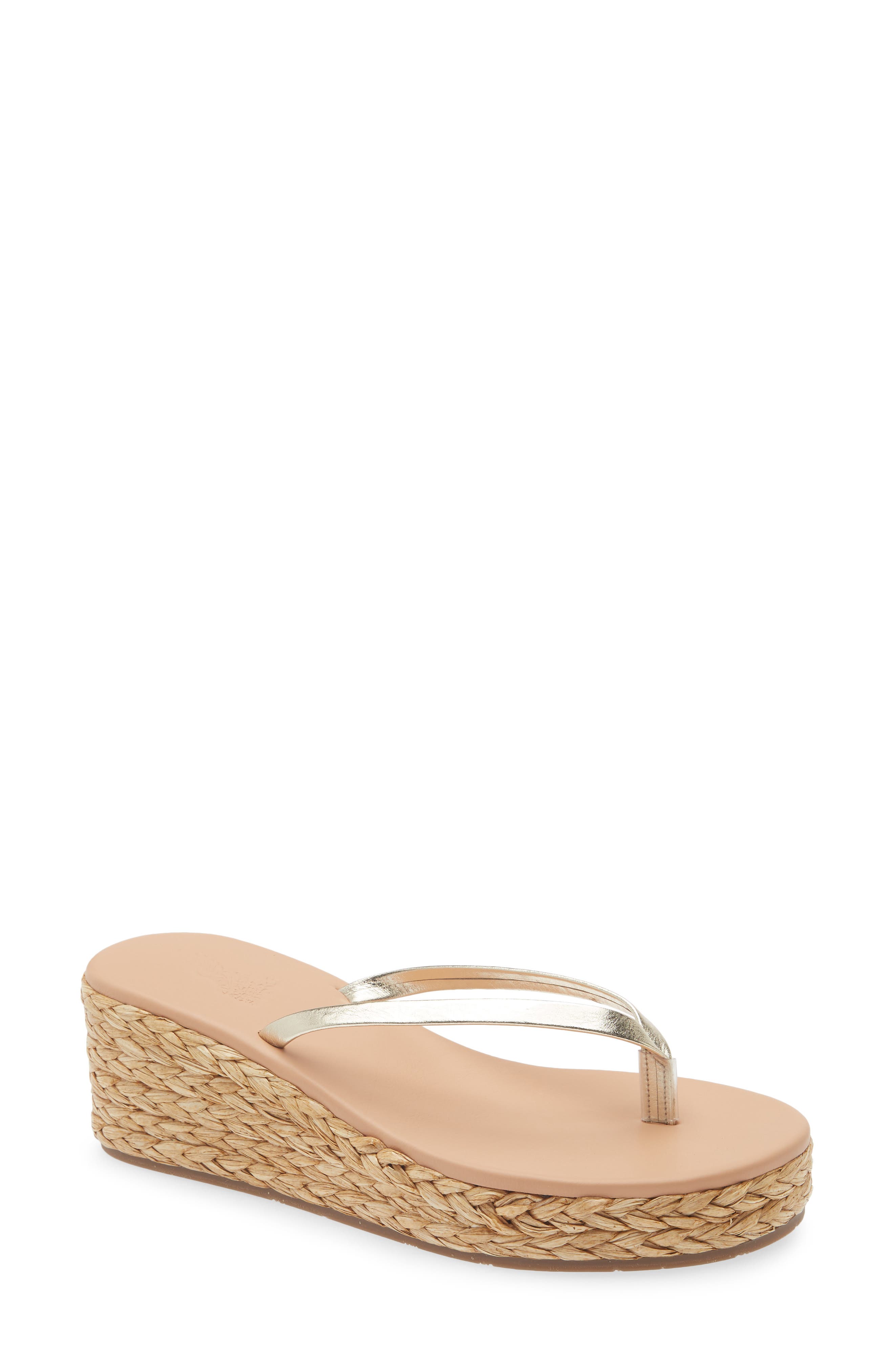 Saionara Wedge Thong Sandal, Main, color, PLATINUM/ NATURAL