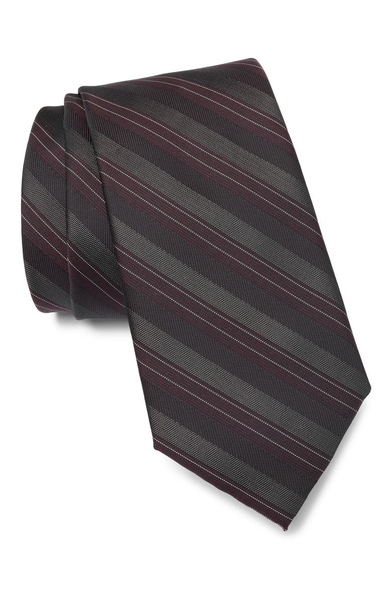 Vancouver Striped Tie, Main, color, BURGUNDY