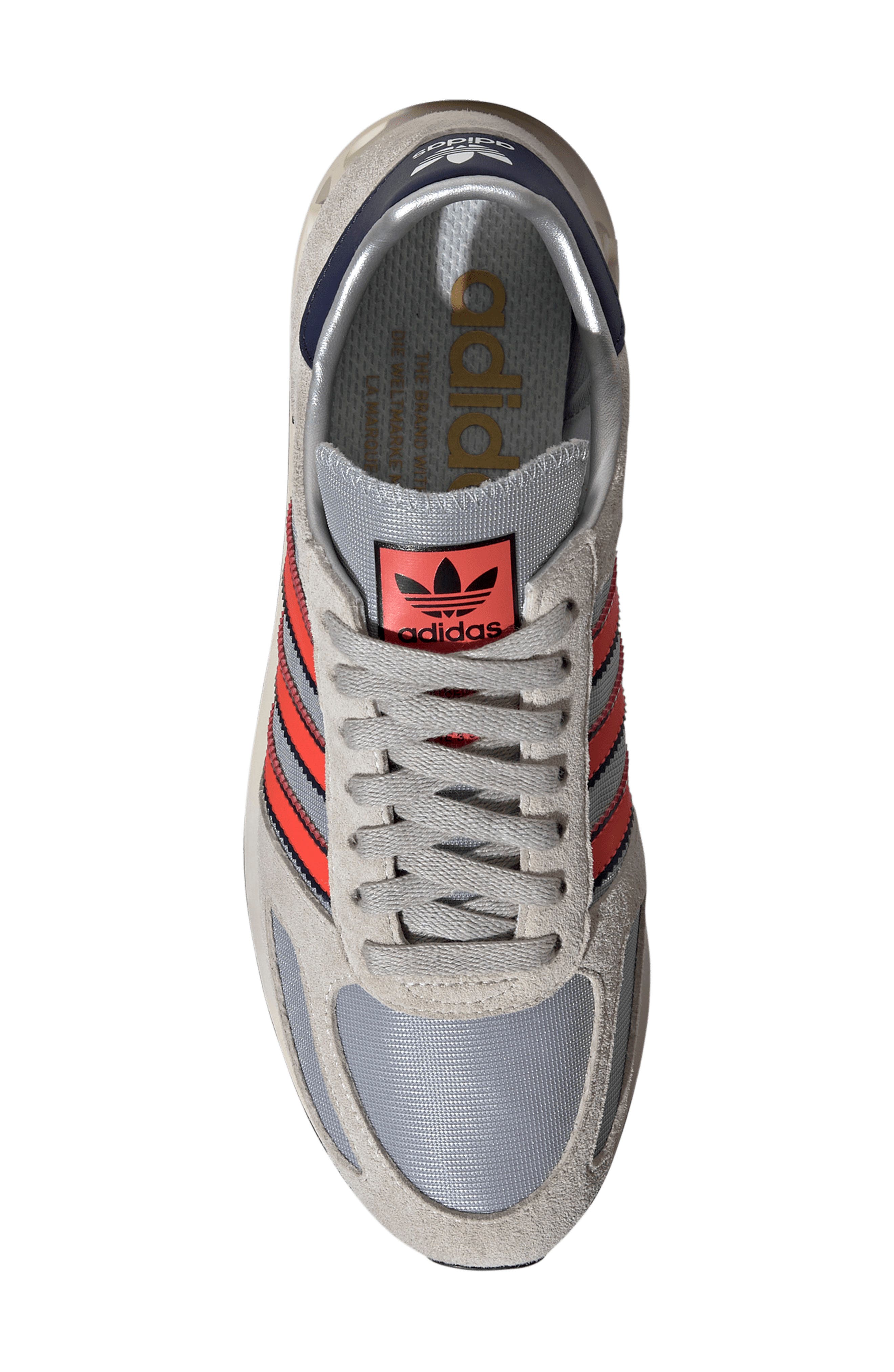 adidas Gender Inclusive LA Trainer OG Made in USA Sneaker, Alternate, color, Silver Metallic/ Dark Blue