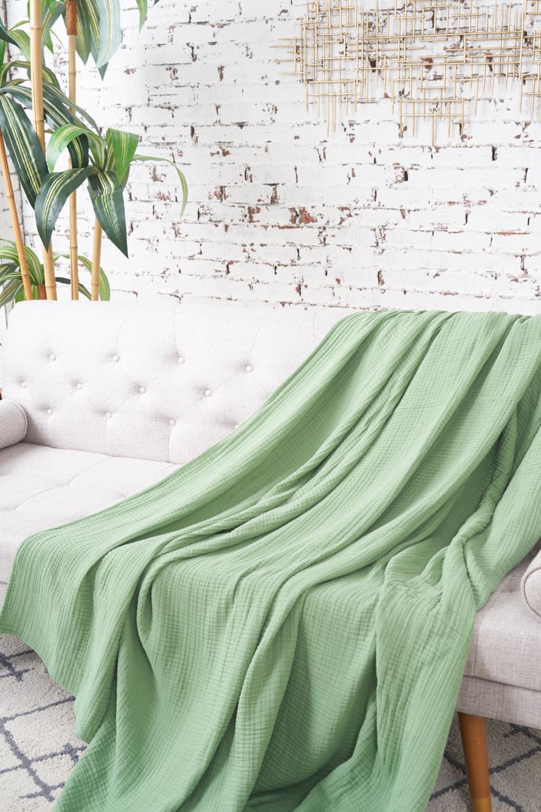 Ryker Succulent Throw Blanket, Alternate, color, Green