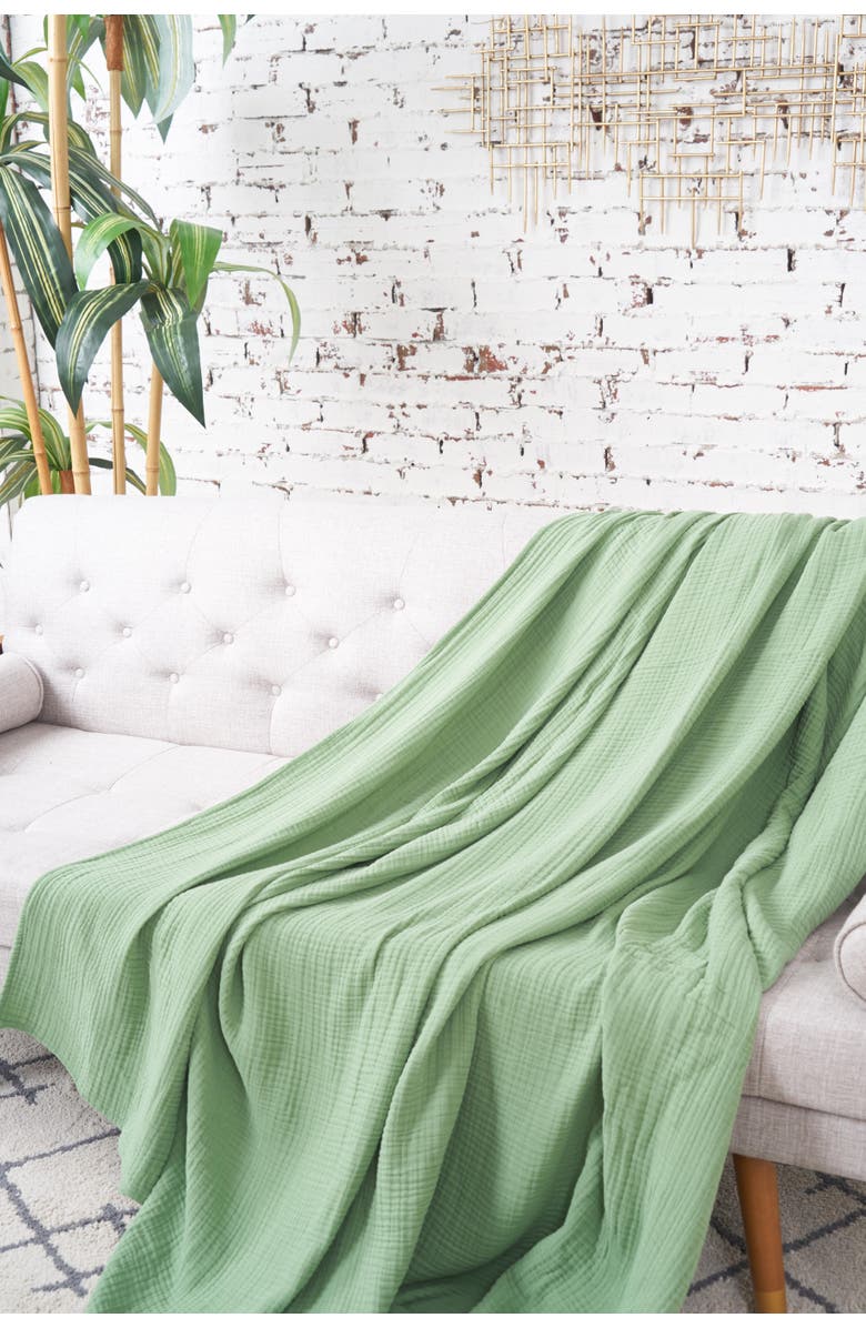 carol & frank Ryker Succulent Throw Blanket, Alternate, color, Green