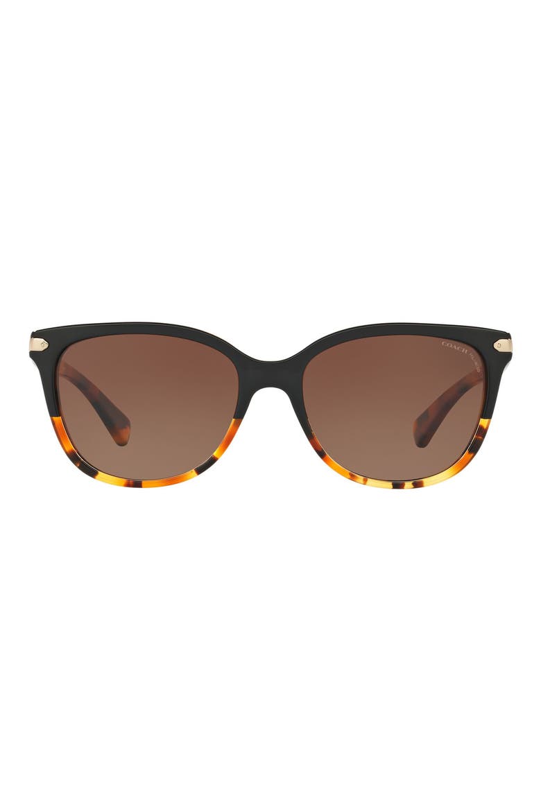 57mm Polarized Retro Sunglasses, Main, color, BLACK TORTOISE GRADEINT