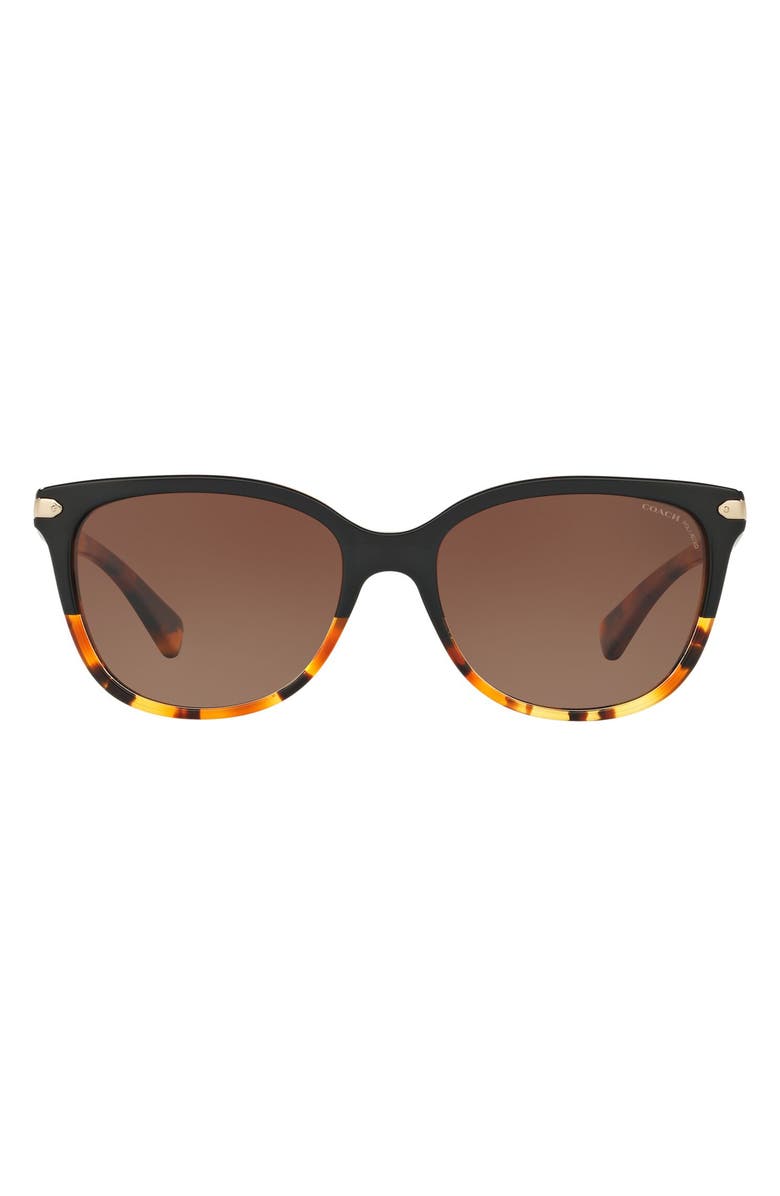 COACH 57mm Polarized Retro Sunglasses, Main, color, Black Tortoise Gradeint