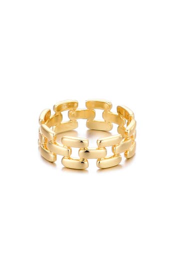 Adornia 14k Gold Plated Grid Pattern Band In Gold