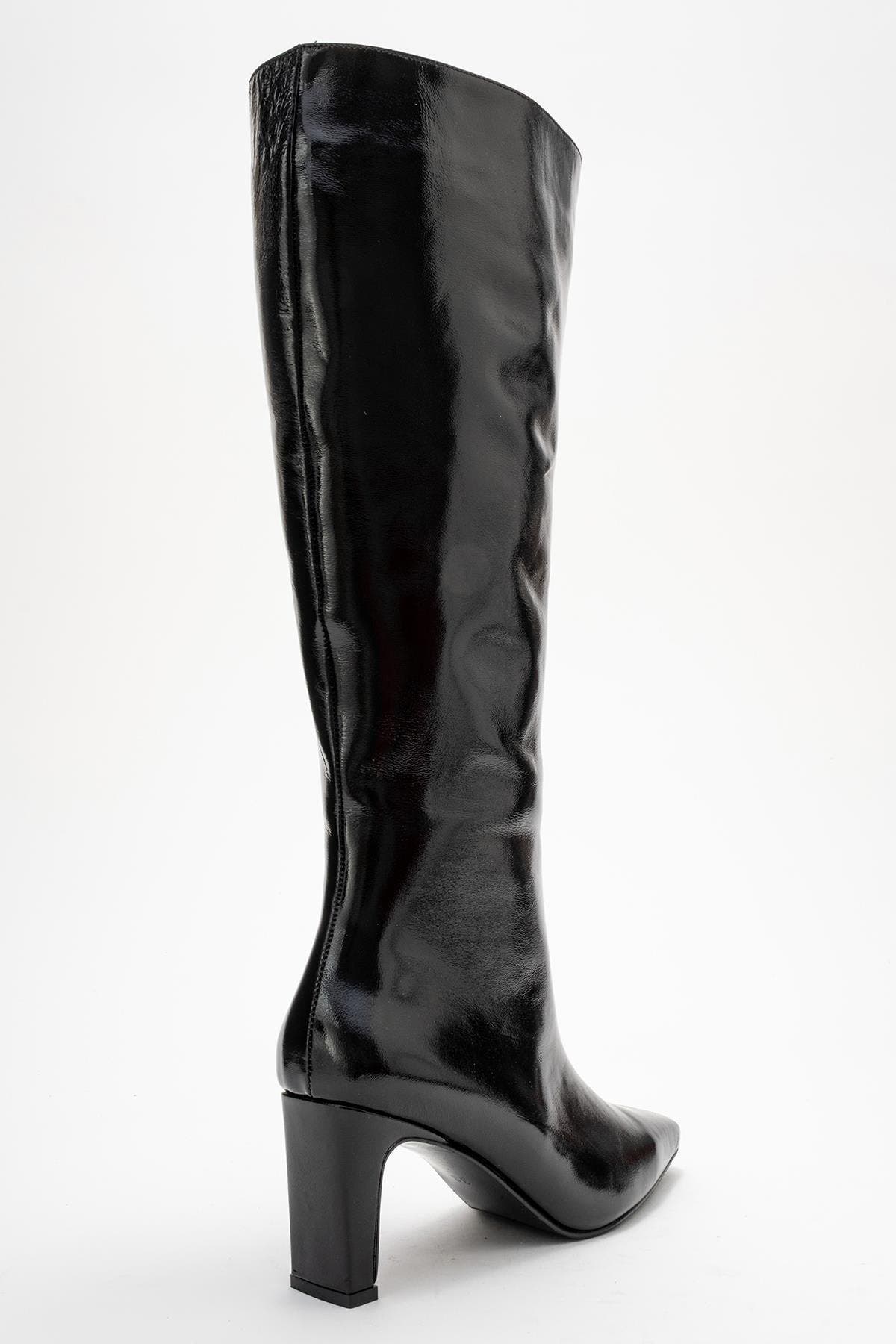 Forever 
Always Shoes Velencia Leather Knee High Boot, Alternate, color, Black Patent Leather