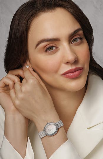 Women's Porsamo Bleu Angelica Oval MOP Dial Topaz Stainless Steel Watch