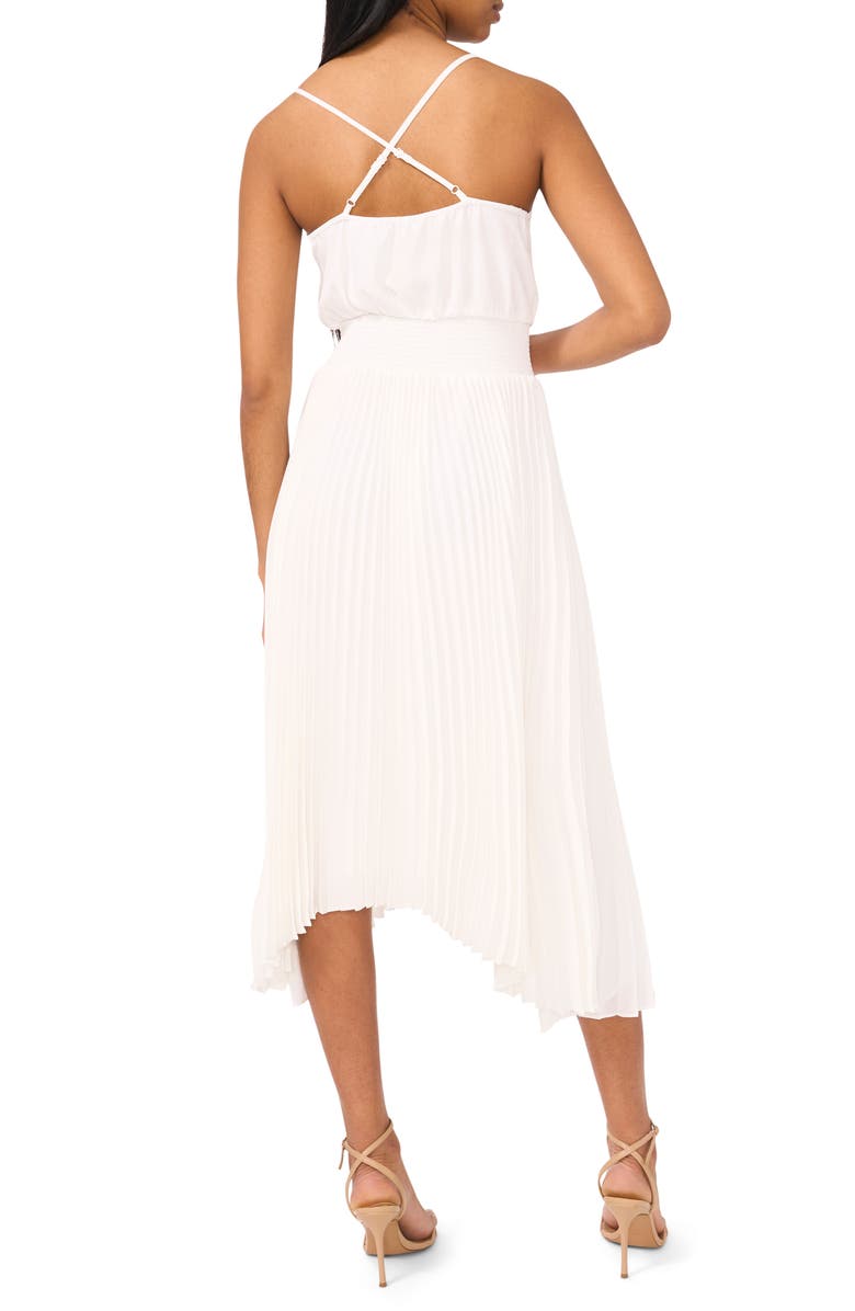 Halogen<sup>®</sup> Pleated Sharkbite Hem Midi Dress, Alternate, color, New Ivory
