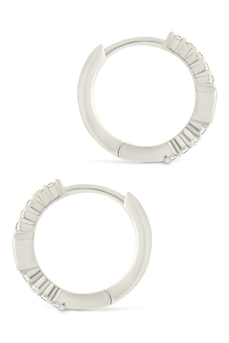 Cubic Zirconia Hoop Earrings, Alternate, color, SILVER