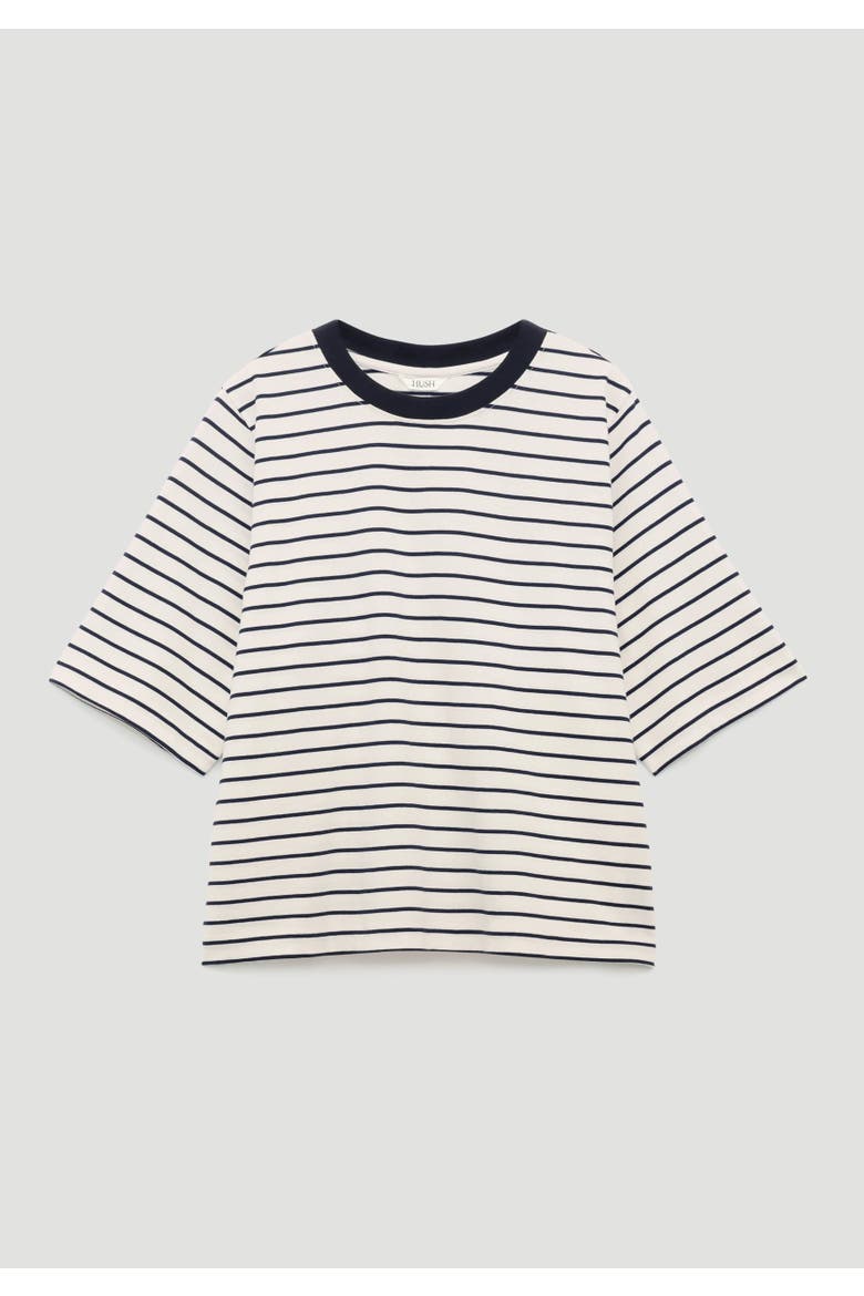 Romina Cotton Stripe T-shirt, Alternate, color, Navy