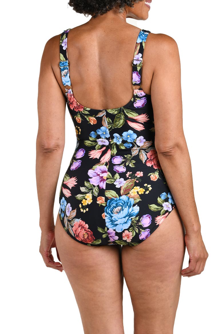 Queens Shirred Full Coverage One-Piece Swimsuit, Alternate, color, BLACK