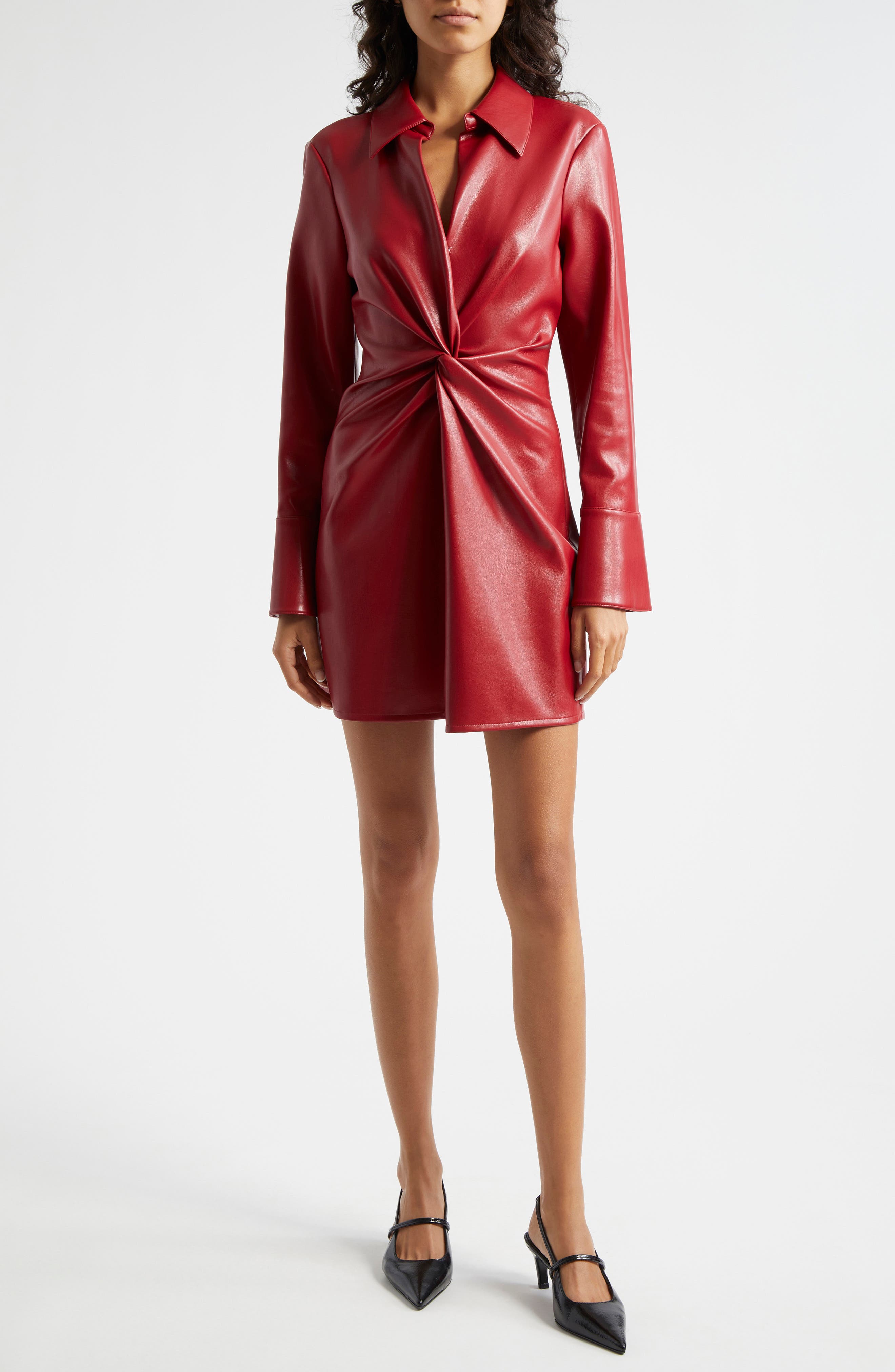 Cinq à Sept McKenna Long Sleeve Faux Leather Dress
