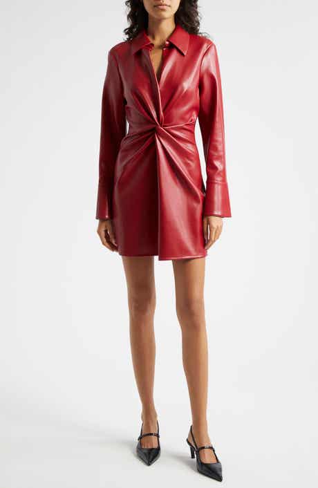Cinq à Sept McKenna Long Sleeve Faux Leather Dress