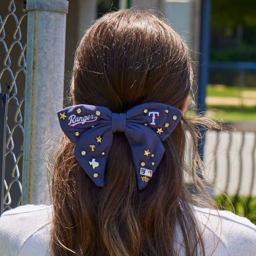 Lele Sadoughi Mlb Texas Rangers Bow Barrette In Blue
