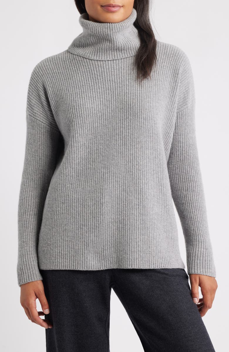 Eileen Fisher Rib Turtleneck Sweater, Main, color, Dark Pearl
